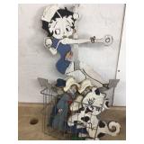 Vintage wooden Dutch boy and girl yard ornaments Betty Boop and metal