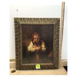 FRAMED ART GIRL WITH BROOM