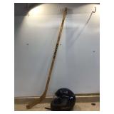 HELMET AND HOCKEY STICK
