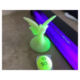 Fenton Vaseline Glass Butterfly luminous green glass figurine hand-de