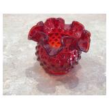 Vintage Fenton glass rose bowl deep red color decorative collectible