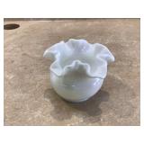 Fenton glassware milk white rose bowl shape decorative vintage