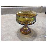 Colorful decorative dish with a raised base