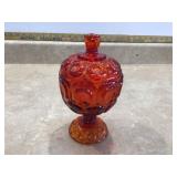 Vibrant red glass candy dish