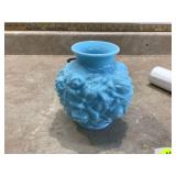LIGHT BLUE MILK GLASS VASE - GLASS