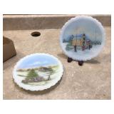 Two signed hand-painted Fenton plates