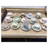Varied collection of teacups and matching saucers