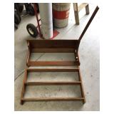 Laundry shelf with towel bar and three-tier wooden shelves