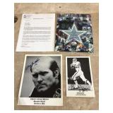 Signed memorabilia featuring Bernie Kosar and Terry Bradshaw including photos and a