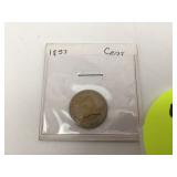 1857 ONE CENT - COINS CURRENCY