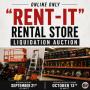 ONLINE ONLY "RENT-IT" RENTAL STORE LIQUIDATION AUCTION - BIDIDNG BEGINS SEPTEMBER 21ST at 10 AM ET 