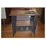 Oak & Wicker stand table