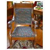 Oak rolled arm rocker