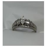 Diamond Platinum Bridal Set, Marquise Cut, Total Carat Weight .51