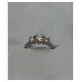 3 Stone Diamond Ring, 14 KT., Carat Weight .85 Center Stone, Total Weight 1.55