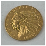 1908 Indian Head Gold Quarter Eagle, Philadelphia Mint