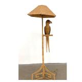 Lot 704  Mario Lopez Torres Woven Chuspata Reed and Copper Parrot Floor Lamp. Dated 1974 and Signed.