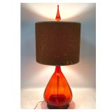 Lot 708  Large Vintage Wayne Husted Blenko Art Glass Lamp with Glass Finial and Rare Original Shade. Great or