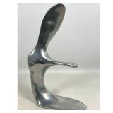 Lot 714  HOSELTON Aluminum Modernist Goose Sculpture. Graceful Abstract Minimalist Form. Artist Signed and nu