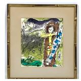 Lot 720  After Marc Chagall color lithograph Le Christ a l Horloge framed under glass. Signed in print.