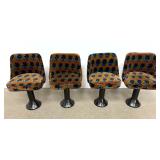Lot 731  Set 4 L. and B. Products Pedestal Bar Stools. Pansy Graphic Pattern Velvet Upholstery. Pedestal Base