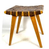 Lot 736  Jens Risom for Knoll Stool with Leather Strapping. Unmarked. 
