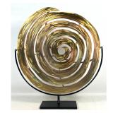 Lot 741  C. Jere Modernist Metal Spiral Sculpture, 2005. on Black Base. Signed. Brass and Iron. 