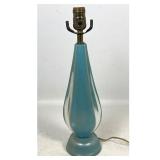 Lot 754  Mid Century Modern Teardrop Form Cased Glass Table Lamp in Turquoise with Gold Aventurine Spatter. M