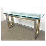 Lot 755  Romeo Riga 2 Tone Console Table with Glass Top. Architectural. 