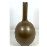 Lot 771  Large Brown Metallic Glazed Stoneware Bottle Vase. Tall Slender Neck and Bulbous Body. Modernist Cer