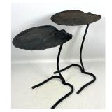 Lot 772  2pc Vintage Mid Century SALTERINI Iron Lily Pad Garden Nesting Table Set. Outdoor. Patio. 