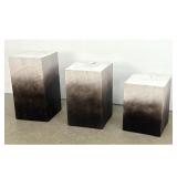 Lot 773  Graduated Set of 3 Drift Tree Trunk Side Table Pedestals in Monochrome Ombre Finish