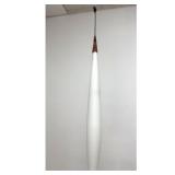 Lot 777  Uno and Osten Kristiansson pendant lamp in opal glass and teak Made by Luxus Vittsjo, Sweden