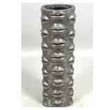 Lot 785  Lips Cylinder Vase. Silvered finish. Jonathan Adler style. Cylinder vase with overall raised lip des