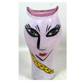 Lot 803  Large Kosta Boda Unica Hand Painted Art Glass Vase by Ulrica Hydman Vallien with Face and Snake Moti