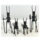 Lot 807  Set of 4 Brutalist Style Hand Forged Wrought Iron Exu Devil Sculptures with Tridents and Spears. Two