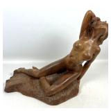 Lot 812  Artist Signed Carved wood nude sculpture. 
