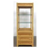 Lot 816  Henry Link Wicker Lighted Etagere Display Cabinet with Three Drawers