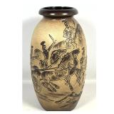 Lot 850  SCHEURICH-KERAMIK West German Pottery Floor Vase Classical Battle Scene with horses and Chariots. So