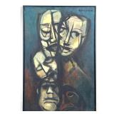 Lot 857  Reuben L. Smith Oil Painting on Canvas titled MAN. Mid-Century Modernist Multiple Overlapping Abstra
