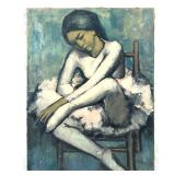 Lot 860  Norman Rubington Mid Century Modernist Expressionist Ballerina Painting on Canvas Seated Figure Unsi