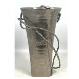 Lot 864  MICHAEL ARAM Hammered Nickel Wisteria Vase with Organic Twig Form Handle. Signed.