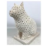 Lot 880  Alexander Reticulated Terra-Cotta Seated Cat Sculpture Signed. 