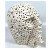 Lot 882  Alexander Ney Abstract Terra-Cotta Head Sculpture With Geometric Openwork Perforations. Signed.