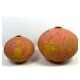 Lot 892  2 Volcanic Glaze Ceramic Vessels Vases, signed. Decorator, Doyle Lane Style