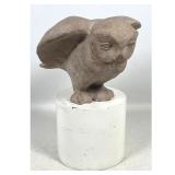 Lot 898  Austin Productions 1975 Plaster Owl Sculpture by Klara Sever on White Pedestal