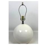 Lot 900  Large Mid Century Modern White Glazed Ceramic Spherical Table Lamp with Brass Finished Hardware. Bos