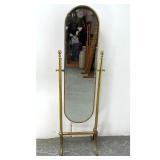 Lot 905  Brass Racetrack Frame Cheval Mirror. Fancy Leg Base. Hollywood Regency