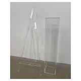 Lot 907  2pcs Lucite Acrylic. Artist easel and Column Pedestal. 