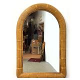 Lot 909  Arched Pencil Reed Rattan Wall Mirror with Bamboo Style Bindings Coastal Modern Style